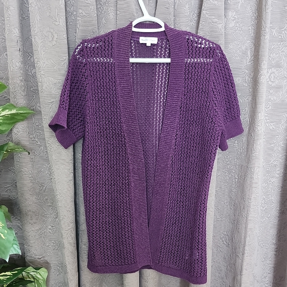 Northern Reflections Deep Purple Open-Knit Cardigan